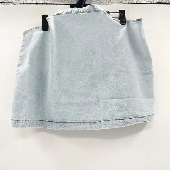 NWT Revolve WeWoreWhat Cut Out Denim Mini Skirt Women's M Blue Light Wash High W - Picture 4 of 7